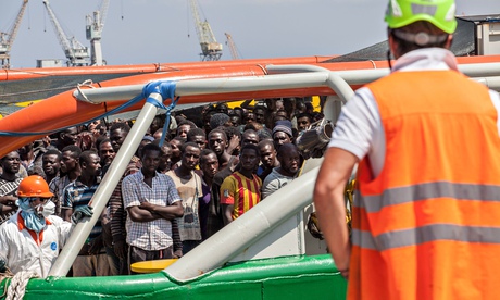 Ship containing migrants arrives in the Port of Palermo, Italy - 03 Aug 2015