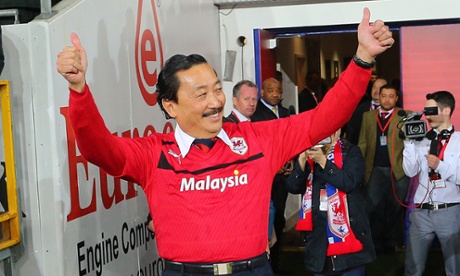 Cardiff City owner Tan Sri Vincent Tan celebrates winning promotion to the Premier League