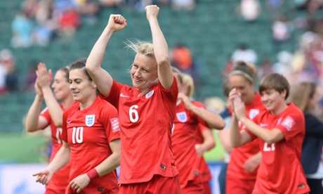 England players celebrate after finishing third in the 2015 Women’s World Cup