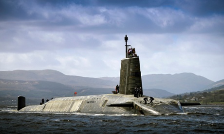 Royal Navy Vanguard Class submarine HMS Vigilant returning to HMNB Clyde after her deployment. The four Vanguard-class submarines form the UK's strategic nuclear deterrent force. Each of the the four boats is armed with Trident 2 D5 nuclear missiles.