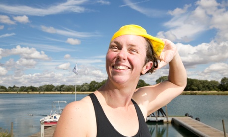 Susan Gardner at Box End Park lake. Open-water swimming is growing in popularity with women of all ages.