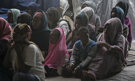 Members of the Eritrean community at the Sunday service in Calais's migrant church