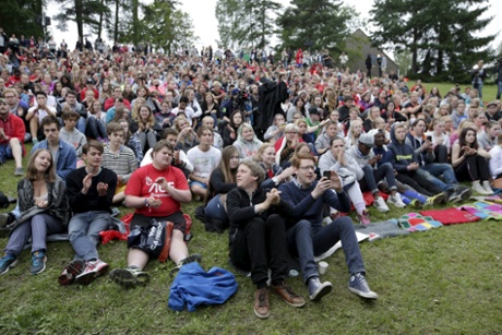 young people returning to the site of the 2011 massacre in Norway.