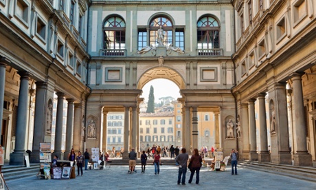 Vasari Corridor of Galleria degli Uffizi.