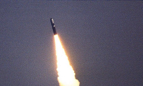 The test firing of a Trident missile.