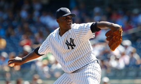 Current starting pitcher Michael Pineda sports the Yankees’ interlocking logo, designed in 1909.