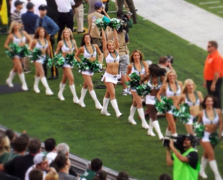 New York Jets cheerleaders in pre-season mood v Indiana Colts Aug 14
