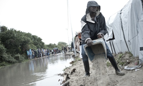 Large areas of the camp are under water, and those that aren't quickly turn to mud.
