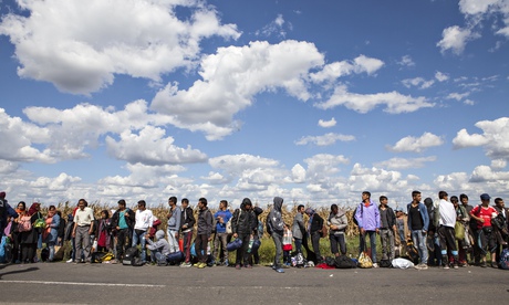Refugees on Serbian-Hungarian border