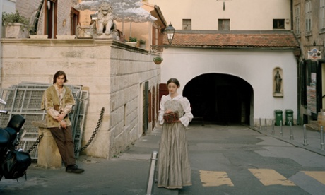 A young couple in traditional dress in Zagreb, Croatia