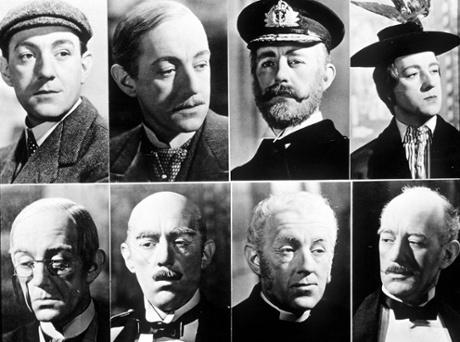 Alec Guinness plays a multitude of characters in Kind Hearts and Coronets.