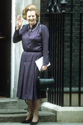 Margaret Thatcher outside Downing Street, 1983