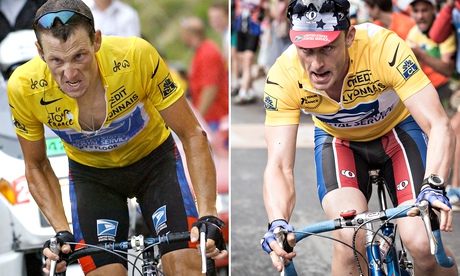 Lance Armstrong in the Tour de France 2003, and Ben Foster in The Program.