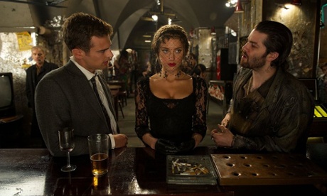 Heard in London ... Amber Heard with Theo James and Jim Sturgess in London Fields.