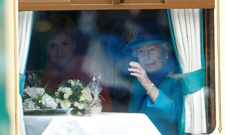 Queen Elizabeth, with Scotland's First Minister Nicola Sturgeon on a train drawn by a steam locomotive in Edinburgh this week, officially opened the old Waverley route.