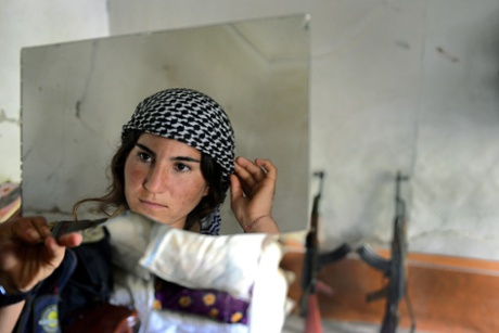 The young Yazidi woman, who has joined a brigade fighting against the Islamic State in Sinjar, Iraq.