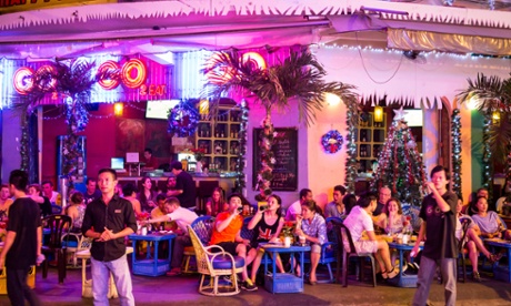 A bar on Bui Vien Street, in the Pham Ngu Lao District of Ho Chi Minh City.