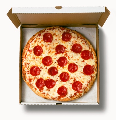 Pepperoni pizza takeaway.