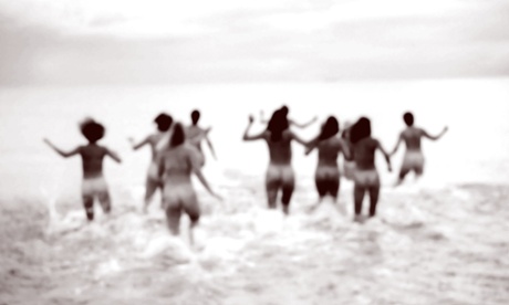 Women in mass skinny dip
