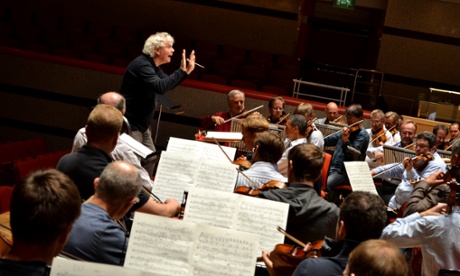 Simon Rattle in rehearsals with the Vienna Philharmonic in Birmingham last week.