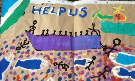 Child's drawing at the refugee centre in Pozzallo, Sicily. 