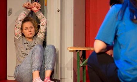 Francesca Marie Claire as Rita ties up Olivia Elsden as Lou in Blud