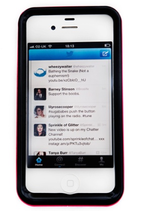 Twitter on a mobile phone