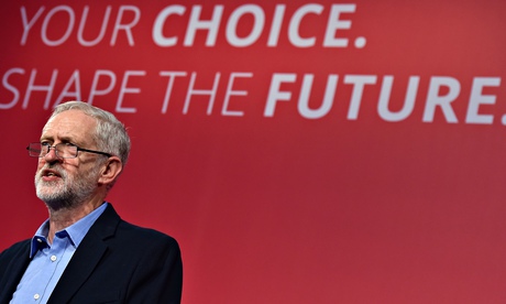 Jeremy Corbyn speaks to the audience aft