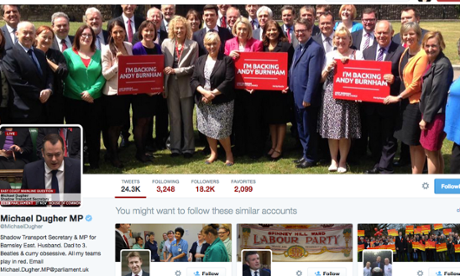 Michael Dugher’s Twitter page shortly before 10am