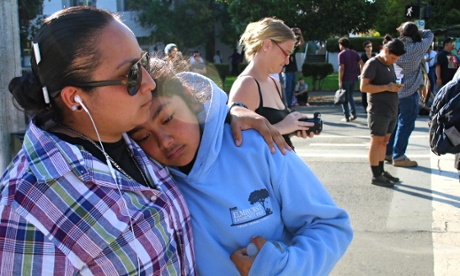 13-year old Maria Calvillo attends the Stop Urban Shield Coalition protest in downtown Oakland, California, on Friday.