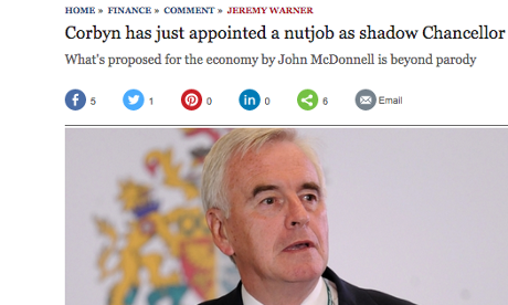 The Telegraph’s original headline on its John McDonnell story