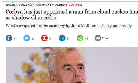 The Telegraph’s amended headline on its John McDonnell story