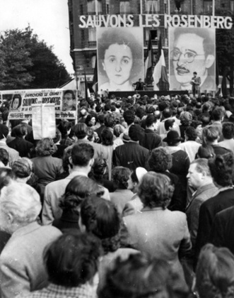 A 1953 demonstration in Paris, calling for the pardon of the Rosenbergs.