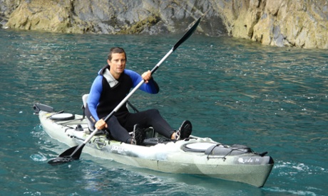 Bear Grylls canoeing in Britain’s Biggest Adventure 