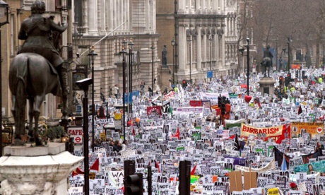 Anti Iraq war demonstration in Whitehall, London.