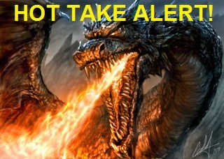 A dragon breathing fire.