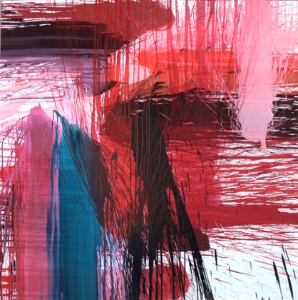 Sam Smith, untitled pour painting red no 15.