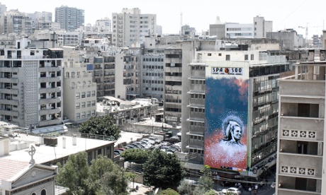 Halwani’s new mural of the Lebanese singer and actress Sabah, in Beirut’s Hamra neighbourhood.