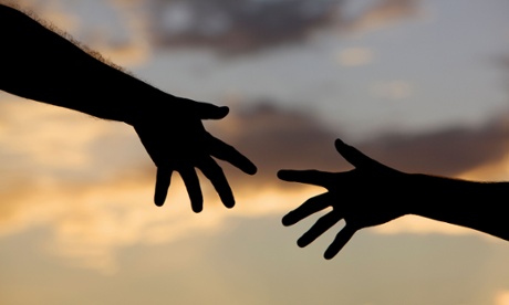 Silhouette of two hands