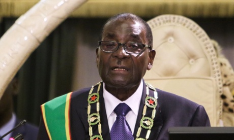 Say it again, Sam ... Mugabe delivers the wrong speech to the Zimbabwean parliament.