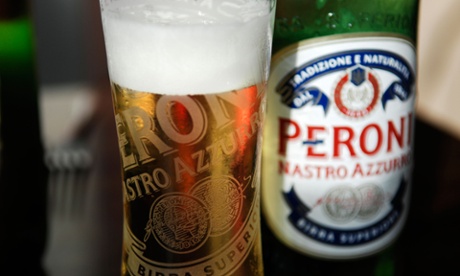 Bottle and glass of Peroni