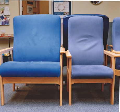 chairs in the bariatric waiting room at St Richard’s hospital in Chichester