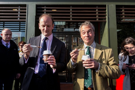By the seaside…  Carswell with the Ukip leader, Nigel Farage, in Clacton-on-Sea last year. 