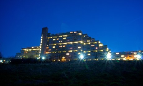 Dawson's Heights, a block of flats in East Dulwich, south-east London, at night. Image shot 2009.