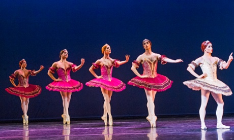 Chase Johnsey (Yakaterina Verbosovich), right, in Paquita  by Les Ballets Trockadero de Monte Carlo @ Peacock Theatre