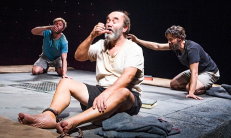 Rory Keenan, David Haig and Adam Rayner in Someone Who'll Watch Over Me at the Minerva, Chichester.