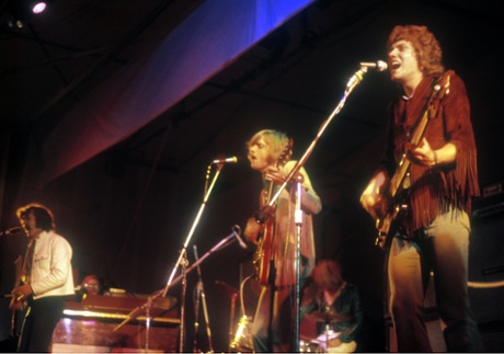 The Moody Blues in 1969; from left: Ray Thomas, Justin Hayward and John Lodge.