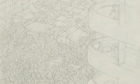Detail in the detail … section of From Andrew's Flat, Singapore, by Tom Harrison, 2015 winner of the Jerwood drawing prize