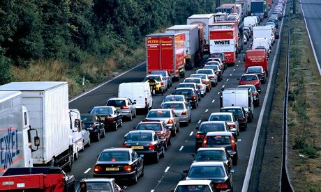 Traffic jam on the M6 near Audley, Cheshire