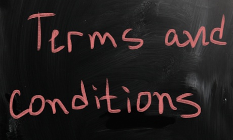 Terms and conditions written on a chalk board